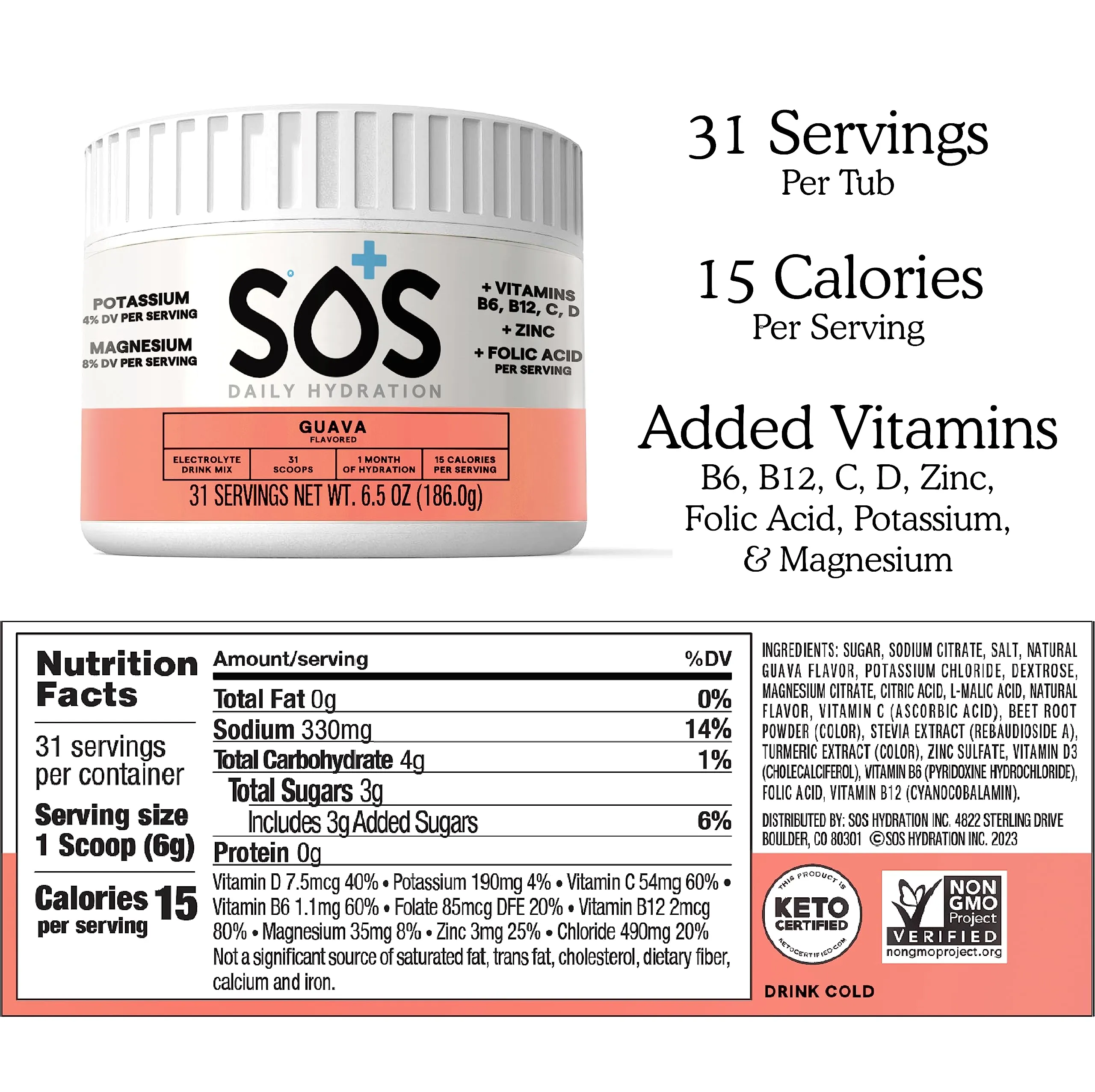 SOS Hydration - Guava - 31 Servings