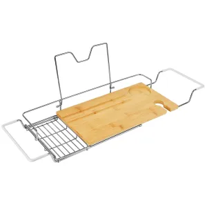 Stainless Steel   Bamboo Bathtub Caddy