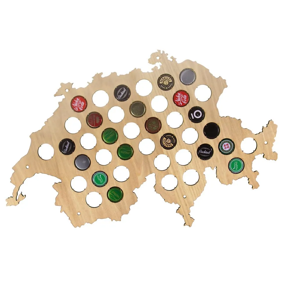 Swiss Beer Cap Map Bottle Cap Map Of Switzerland Best Gift Patriotic Wall Decor Wooden Hanging Craft Map for Beer Aficionado
