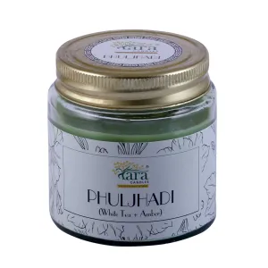 Tara Scented Candle-Pataka of India-Phuljhadi White Tea   Amber Aromatherapy|375 gm,Burn Time Upto 48 Hrs|Glass Jar with Screw lid|Handcrafted,Luxury Gift, Home Décor,Gift for Her|Single Wick|Large
