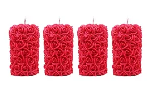 The Decor Affair Set of 4 Rose Designer Pillar Scented Candles, Crafted to Illuminate Every Moment with Unmatched Elegance, Uniqueness, and Fragrant Grandeur.