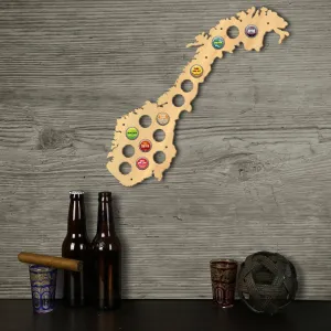 The Kingdom of Norway  Cap Map Wooden Wall Sign  Bottle Cap Display Holder   For Pub Bar