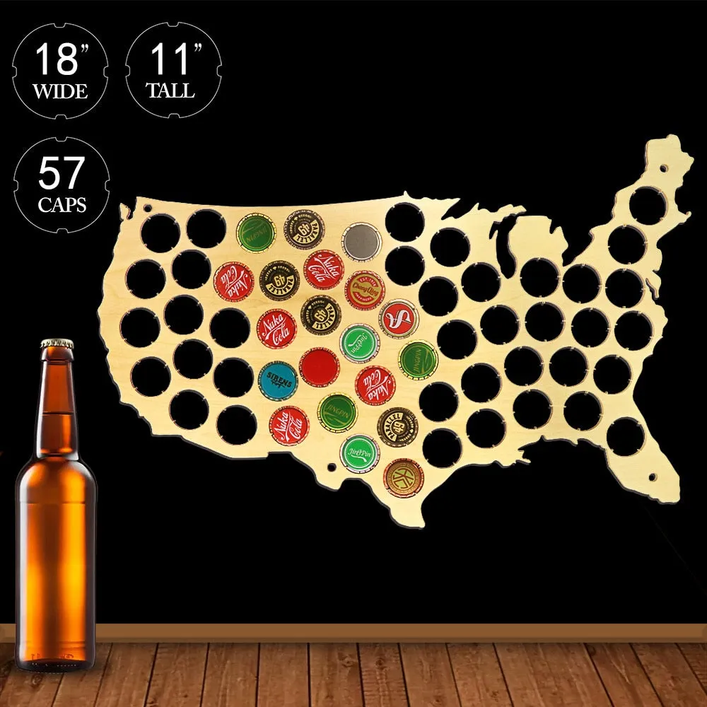 USA Patriotic Wooden  Cap Maps  Bottle Caps Map of USA Display Board  Board  Decor For Cap Collectors