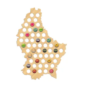 Western Europe Country Grand Duchy of Luxembourg Wood Craft Map Letzebuerg Beer Cap Map Patriotic Wine Cap Collector Home Decor