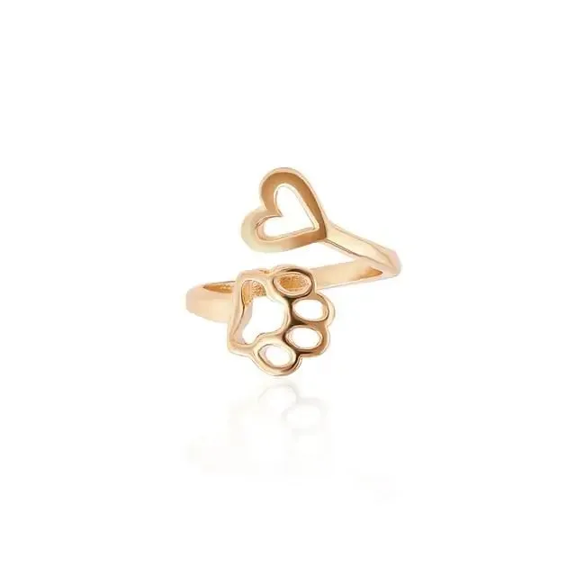 Women's Paw Heart Ring