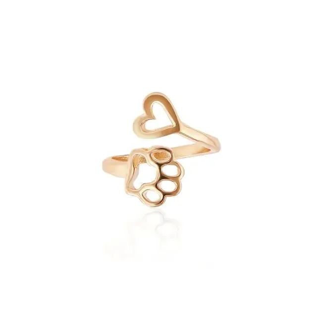 Women's Paw Heart Ring