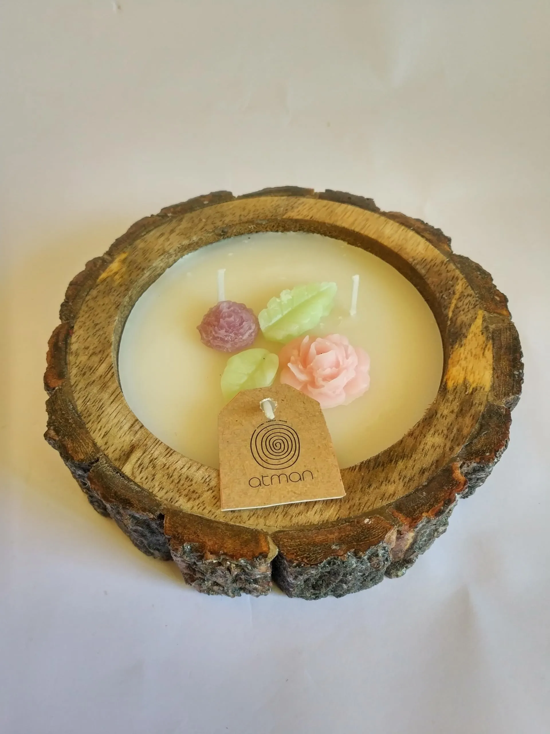 Wooden Log Round Aroma Filter Flower Topping candles with 125 Grams Wax Pack of 1 (Choco Coffee)…