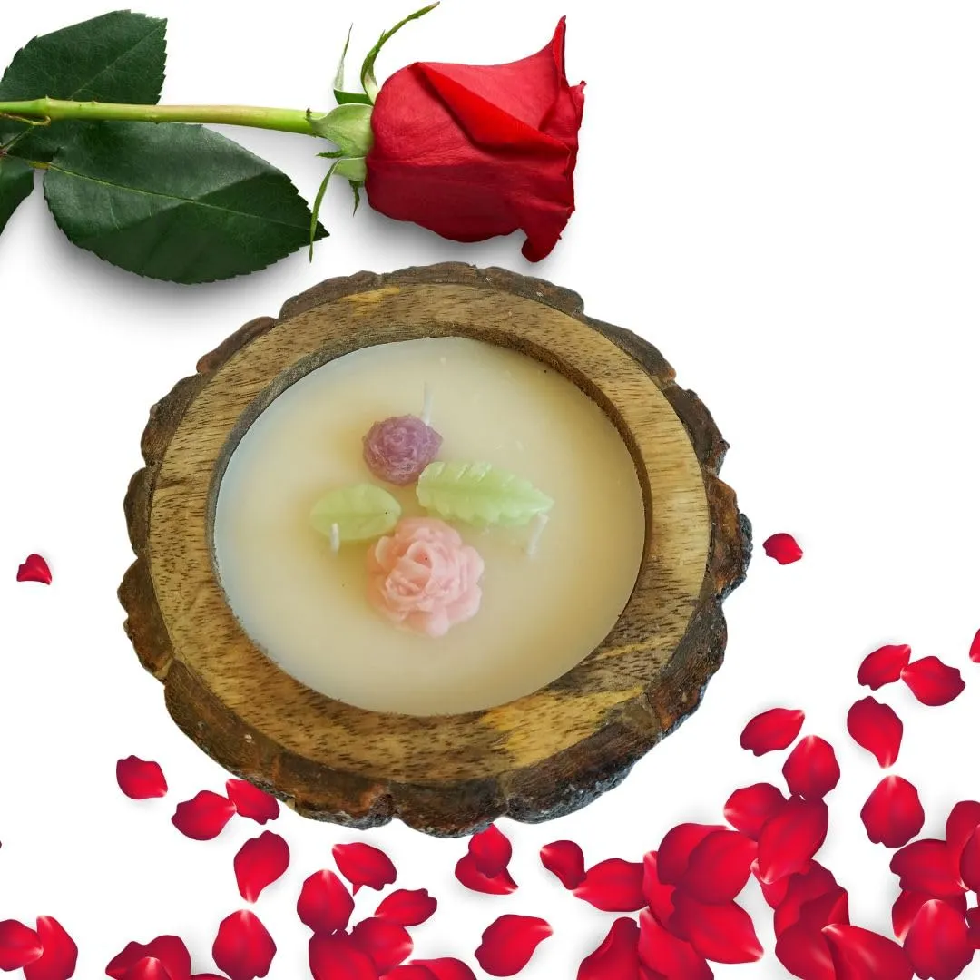 Wooden Log Round Aroma Filter Flower Topping candles with 125 Grams Wax Pack of 1 (Choco Coffee)…
