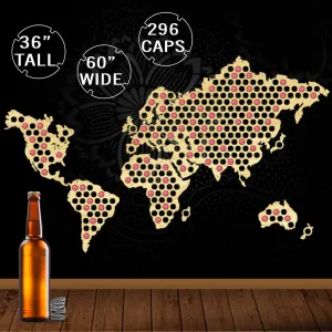 World Map Bottle  Cap Map Wooden Craft   Cap Collector World Map Design Gift For  Lover