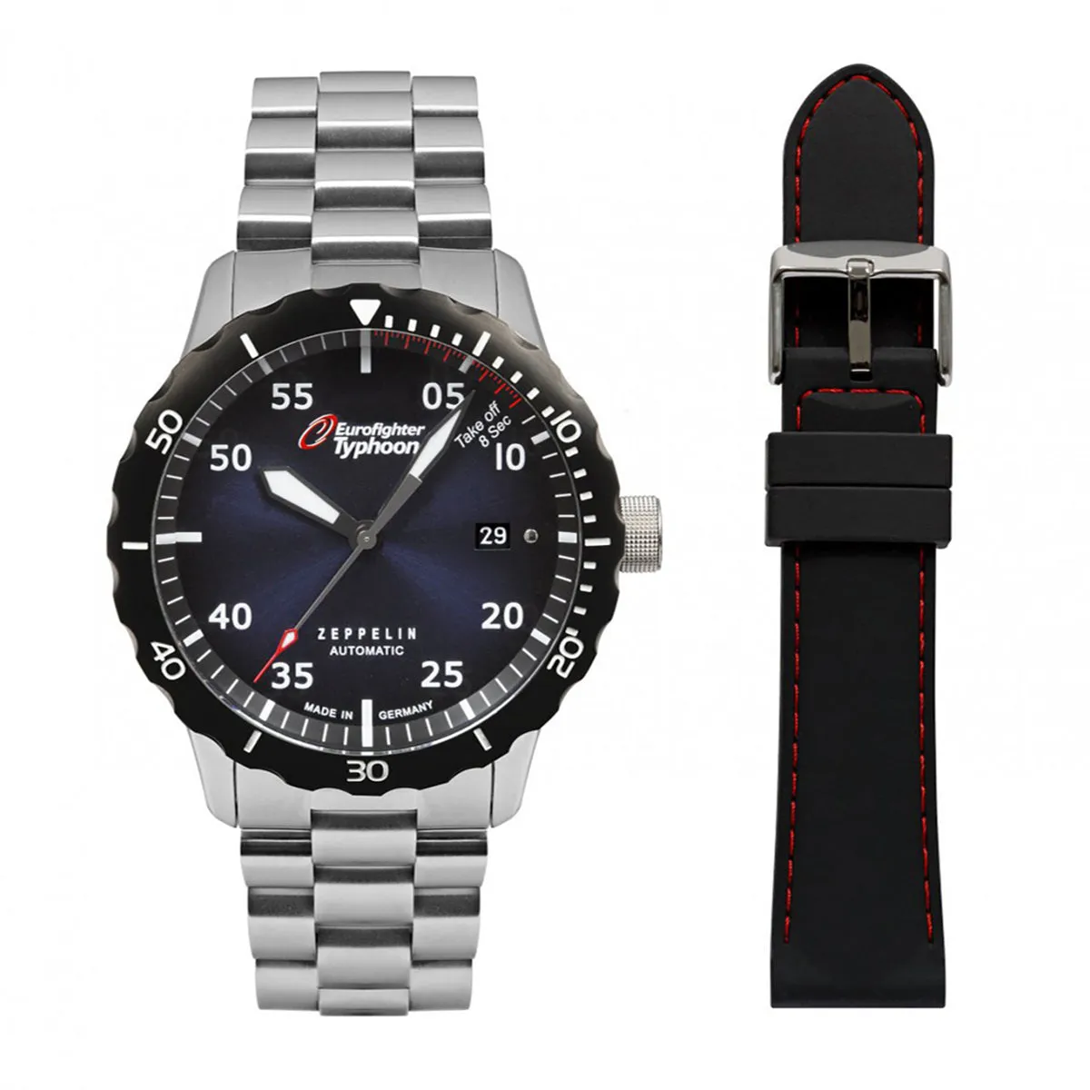 ZEPPELIN AUTOMATIC WATCH WITH DATE AND METAL STRAP 7268-M3
